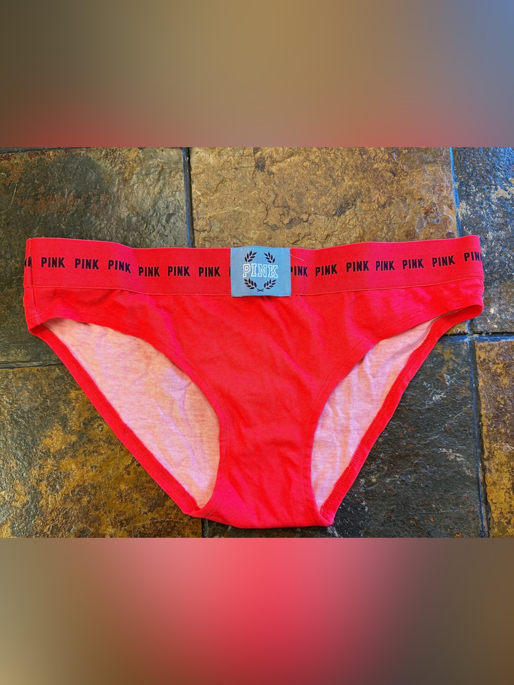 PINK Victoria's Secret Red & Light Blue Cotton Bikini Panty Set - Picture 3 of 16